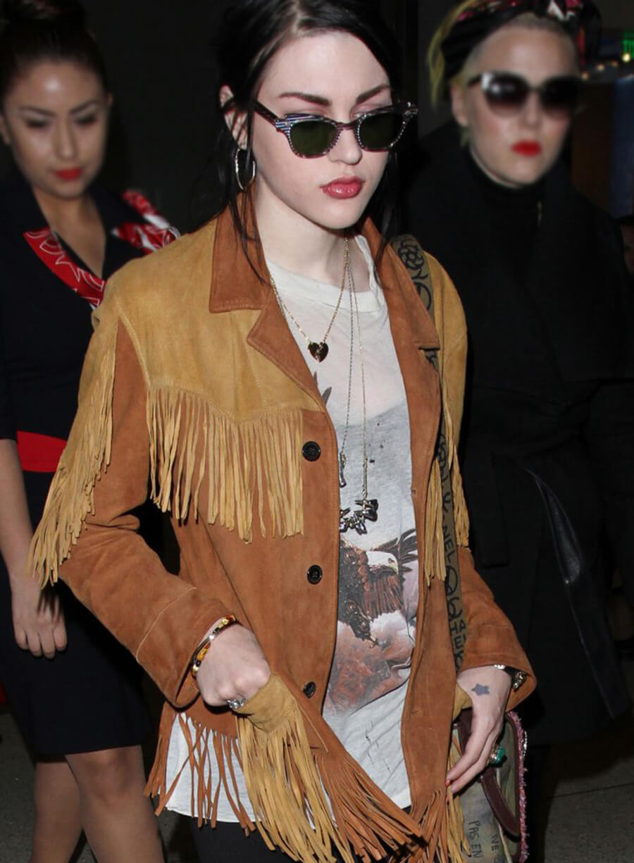 Harpoon Frances Bean Cobain Fringed Suede Inspired Brown Suede Leather Leather Jacket