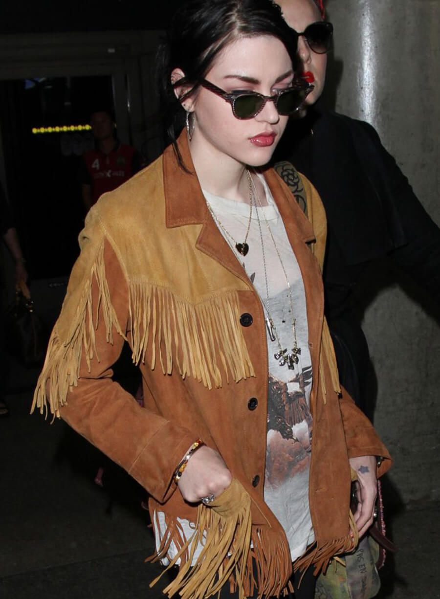 Harpoon Frances Bean Cobain Fringed Suede Inspired Brown Suede Leather Leather Jacket