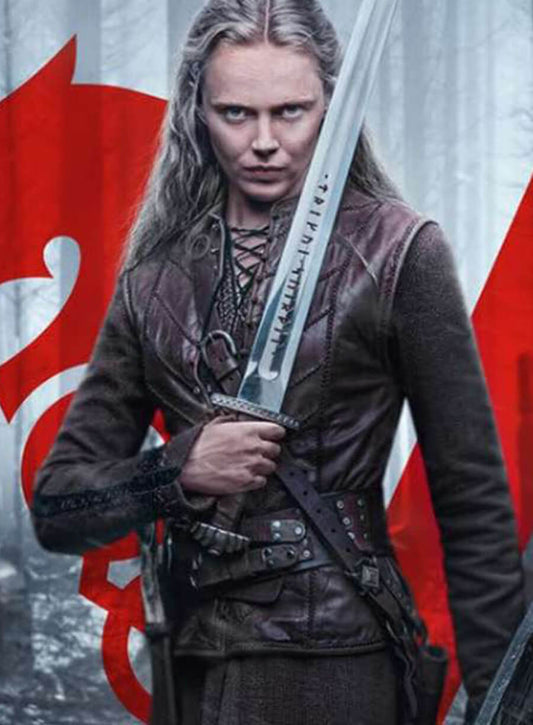 Harpoon Frida Gustavsson Inspired Brown Real Leather Leather Jacket - Vikings Valhalla Series Style
