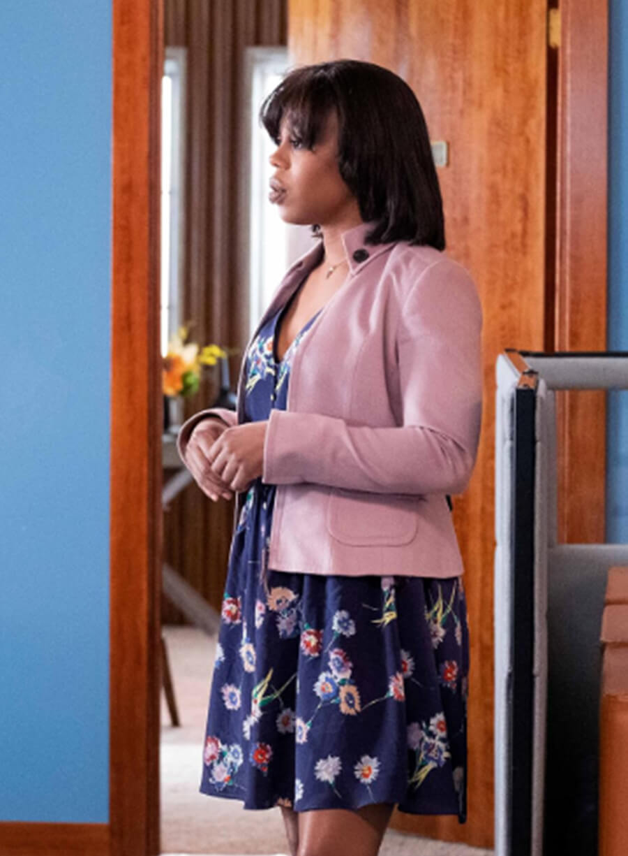 Harpoon Wanda Bell-Simm Inspired Pink Leather Jacket - Snowfall 2017 Style