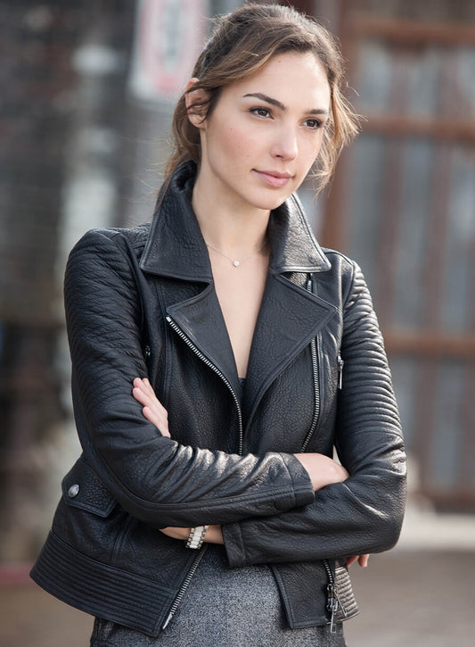 Harpoon Gisele Inspired Black Leather Jacket - Furious 6 Style