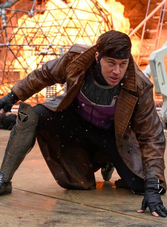 Harpoon Gambit Inspired Brown Genuine Leather Coat - Deadpool & Wolverine 2024 Style