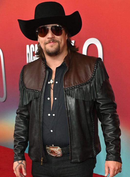 Harpoon Gavin Adcock Inspired Black Real Leather Leather Jacket - ACM Awards 2025 Style