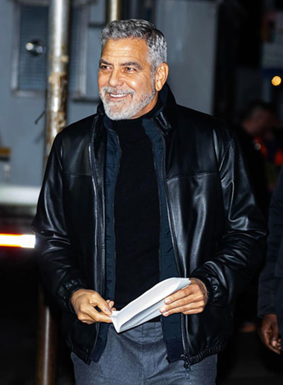 Harpoon George Clooney Inspired Black Leather Jacket