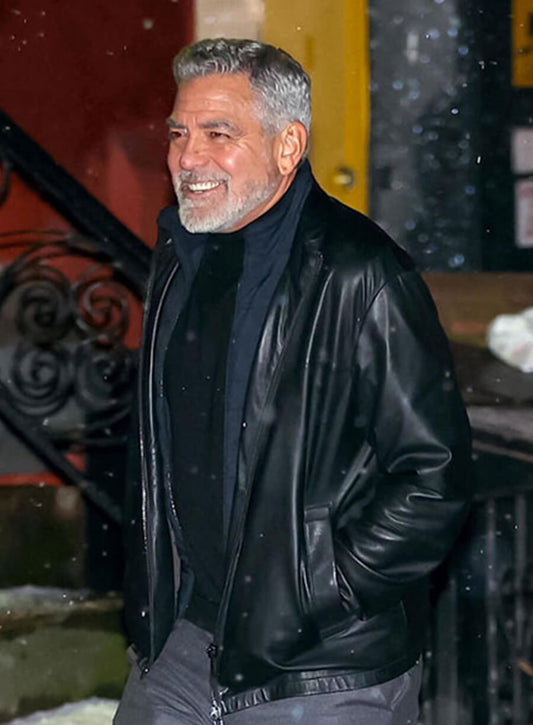 Harpoon George Clooney Inspired Black Leather Jacket