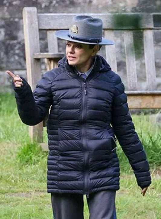 Harpoon Cheif Geraldine Scott Inspired Blue Hooded Jacket - Wake Up Dead Man Style