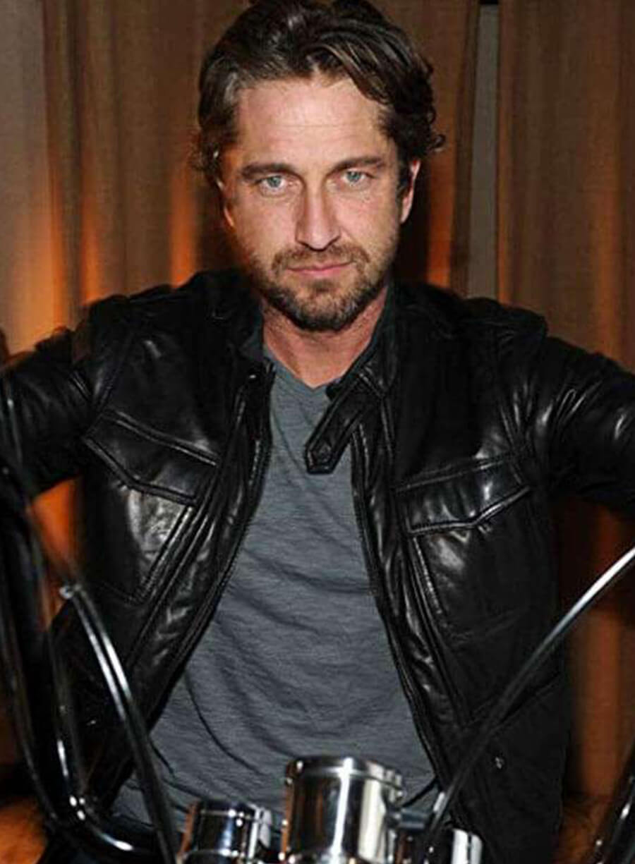 Harpoon Gerard Butler Inspired Black Real Leather Leather Jacket