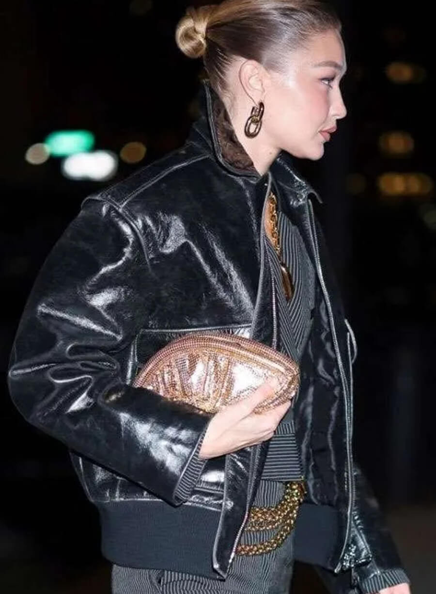 Harpoon Gigi Hadid Inspired Black Leather Jacket