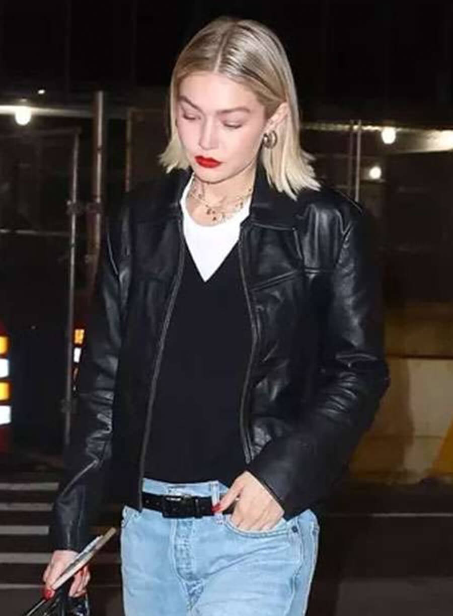 Harpoon Gigi Hadid Inspired Black Leather Jacket