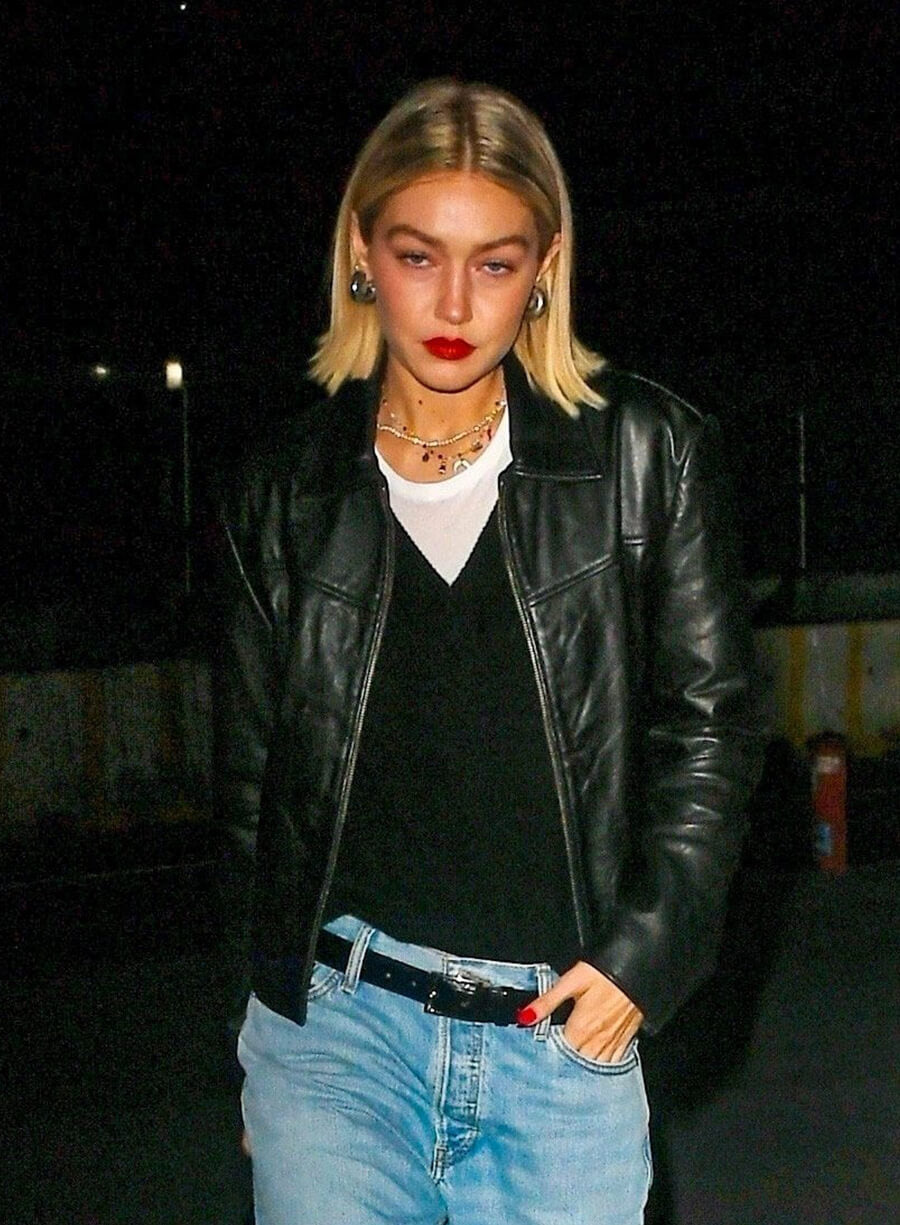 Harpoon Gigi Hadid Inspired Black Leather Jacket