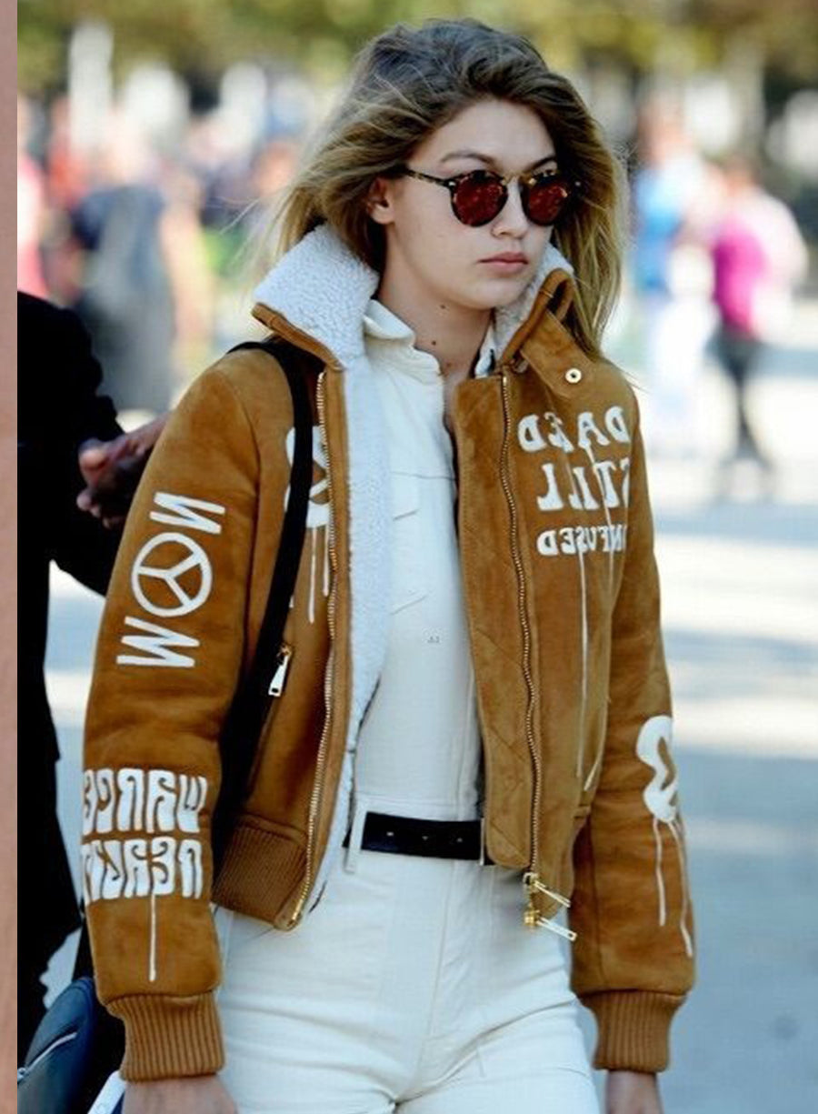 Harpoon Gigi Hadid Inspired Brown Bomber Jacket