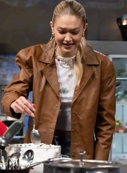 Harpoon Gigi Hadid Inspired Brown Leather Jacket