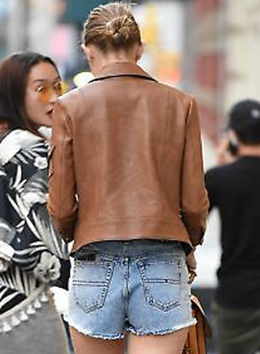 Harpoon Gigi Hadid Moto Inspired Brown Biker Jacket