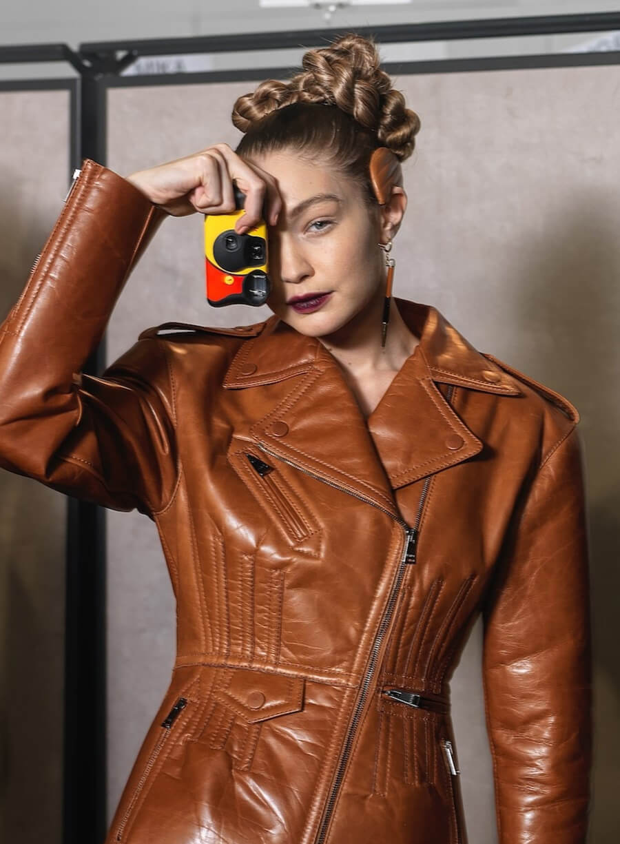 Harpoon Gigi Hadid Fendi Fashion Show Inspired Brown Leather Jacket
