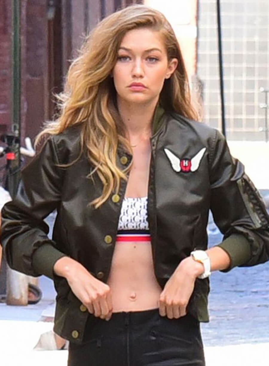 Harpoon Gigi Hadid Inspired Green Bomber Jacket