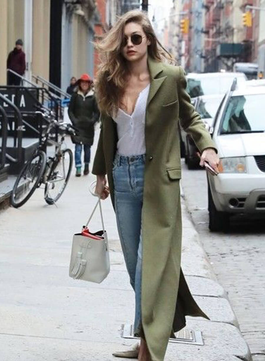 Harpoon Gigi Hadid Long Inspired Green Coat