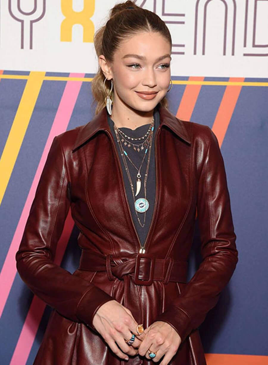 Harpoon Gigi Hadid Maroon Long Inspired Maroon Coat
