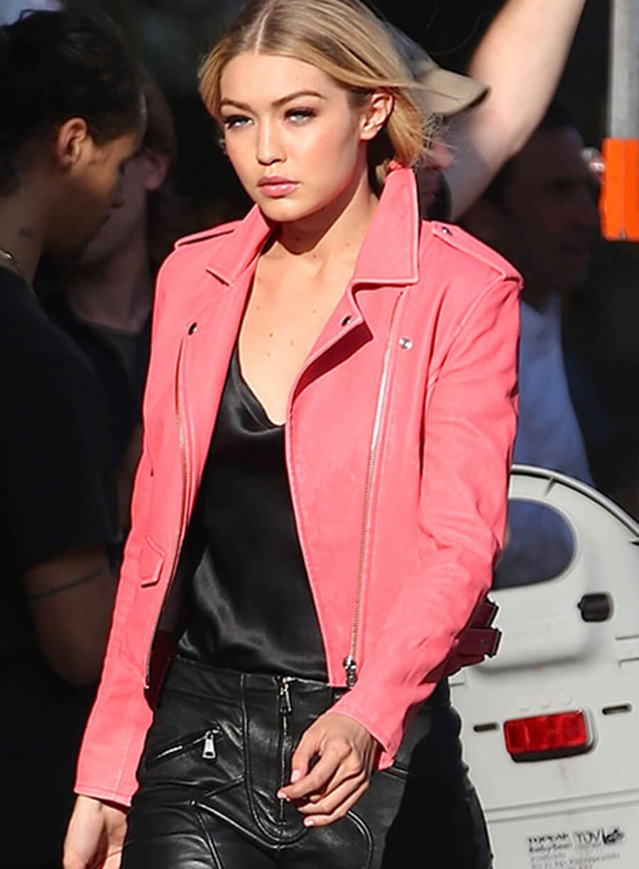 Harpoon Gigi Hadid Pink Inspired Pink Leather Jacket