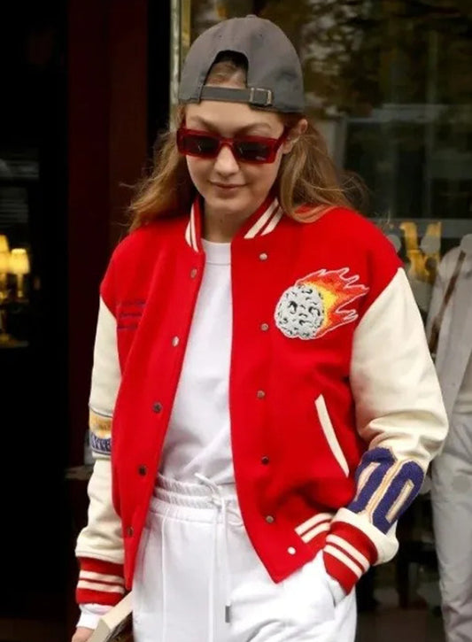 Harpoon Gigi Hadid and Inspired Red and White Varsity Jacket