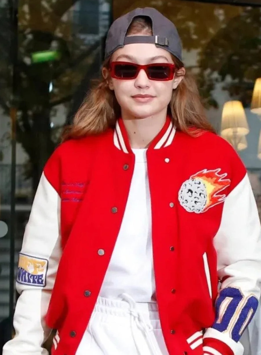 Harpoon Gigi Hadid and Inspired Red and White Varsity Jacket