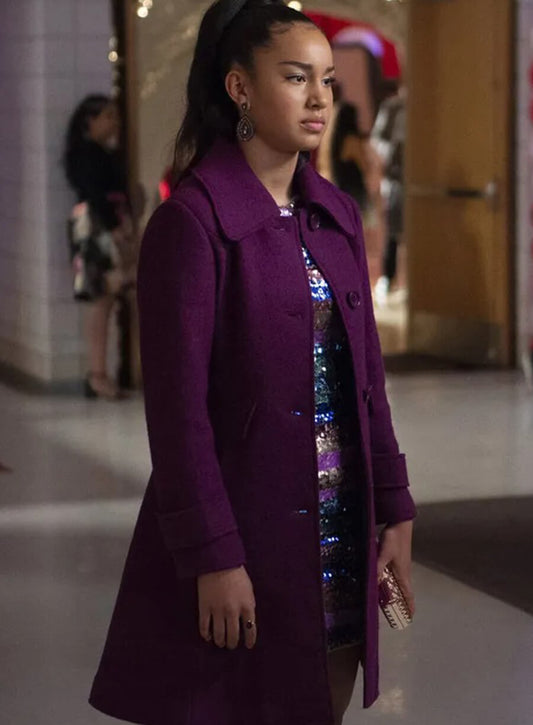 Harpoon Gina Inspired Purple Wool Fabric Coat - High School Musical The Series Style