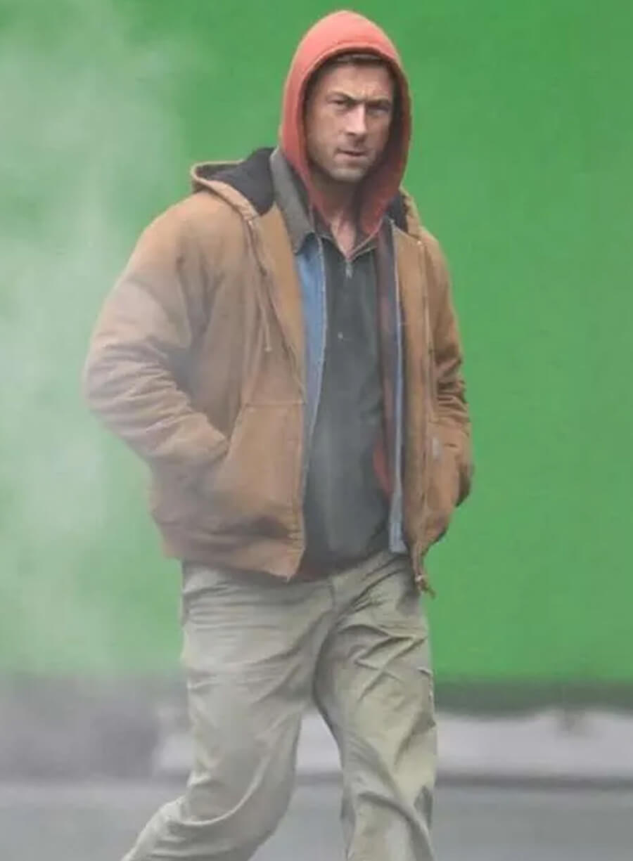 Harpoon Ben Richards Inspired Brown Hooded Jacket - The Running Man 2025 Style