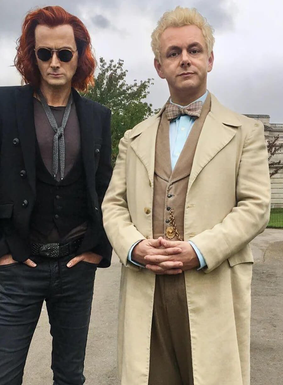 Harpoon Aziraphale Inspired Off white Cotton Fabric Coat - Good Omens Style