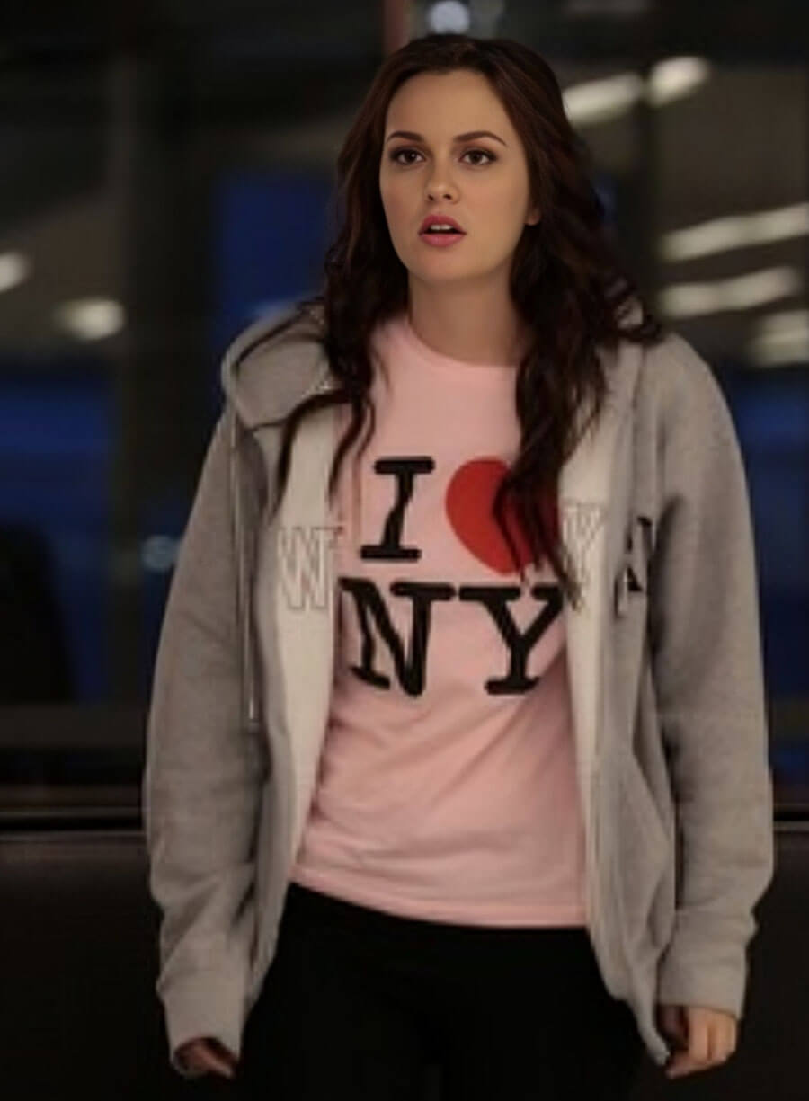 Harpoon Leighton Meester Inspired Grey Fleece Hooded Jacket - Gossip Girl Tv Series Style