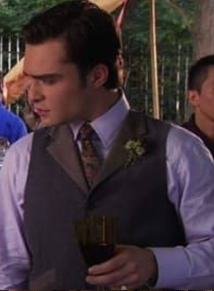 Harpoon Ed WestWick Inspired Grey Plan Fabric Leather Jacket - Gossip Girl Tv Series Style