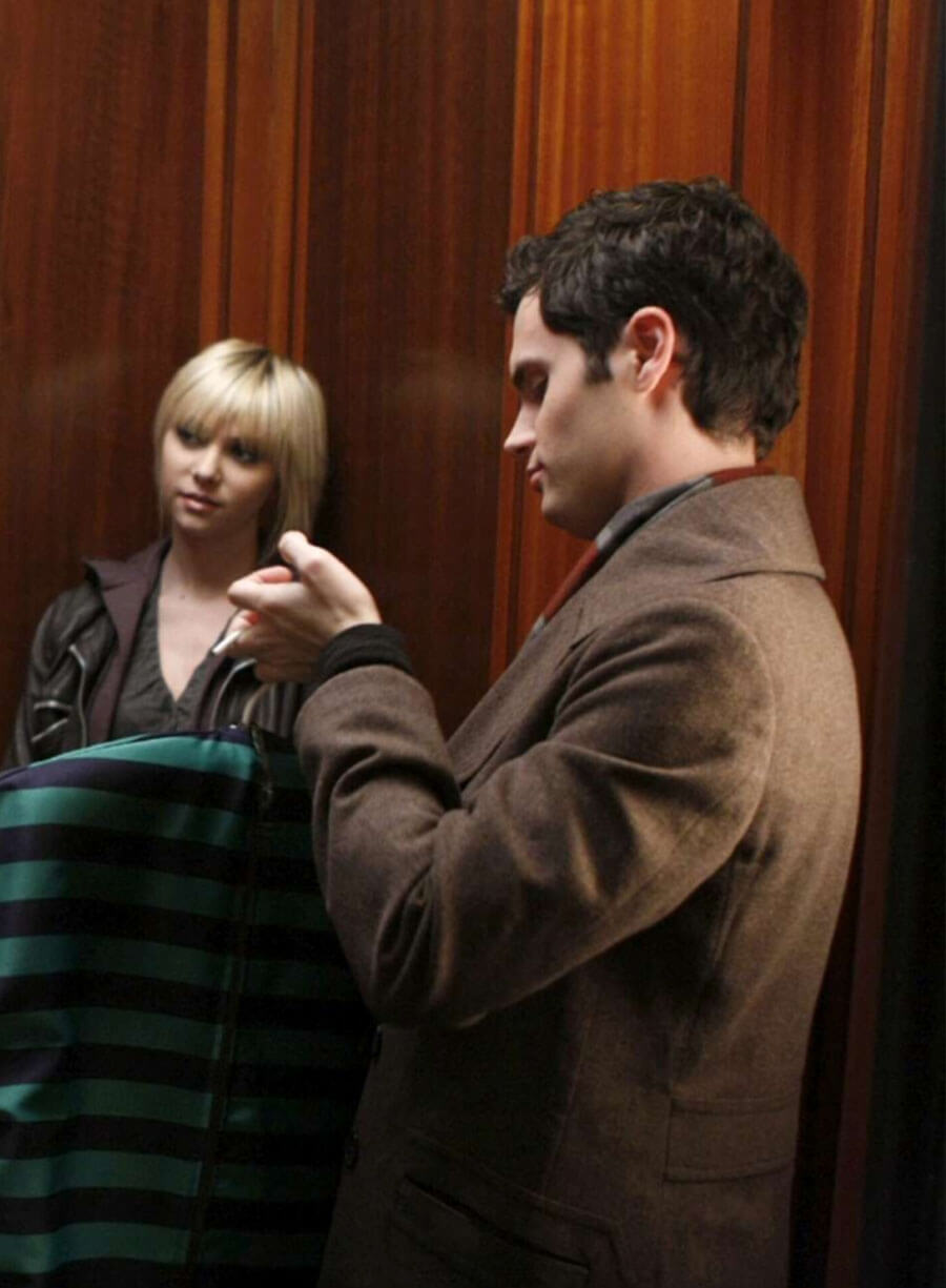 Harpoon Penn Badgley Inspired Brown Wool Coat - Gossip Girl Tv Series Style