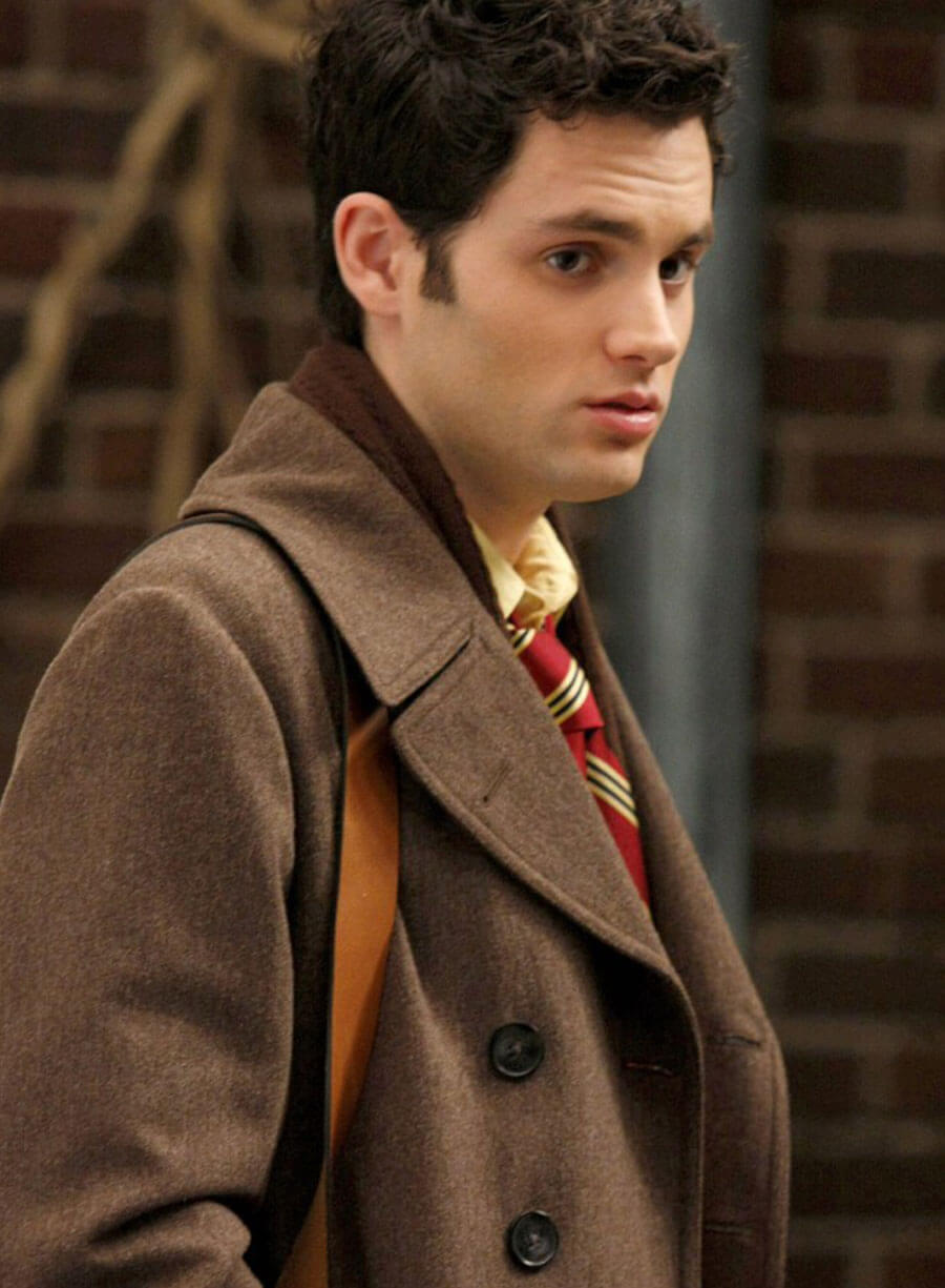 Harpoon Penn Badgley Inspired Brown Wool Coat - Gossip Girl Tv Series Style