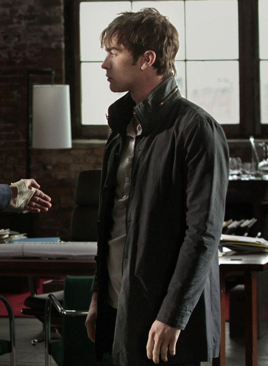 Harpoon Chase Crowford Inspired Black Cotton Fabric Coat - Gossip Girl Tv Series Style