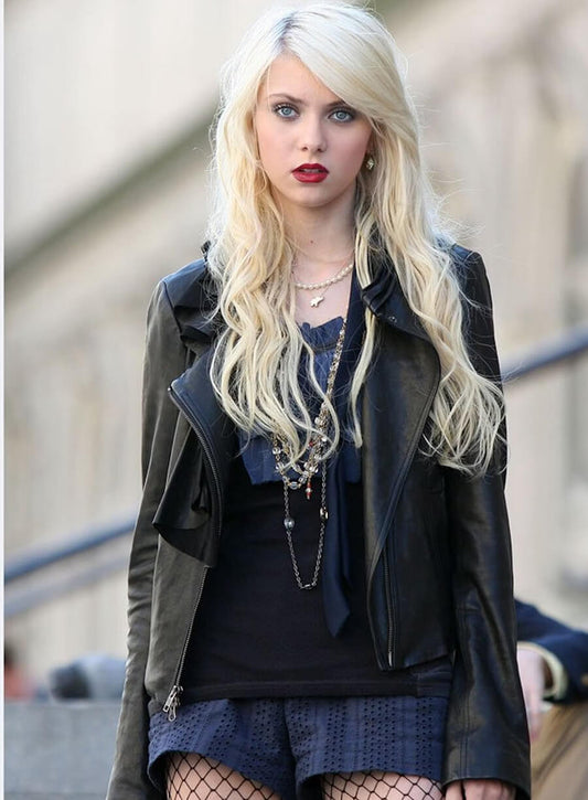 Harpoon Jenny Humphrey Inspired Black Biker Jacket - Gossip Girl Style