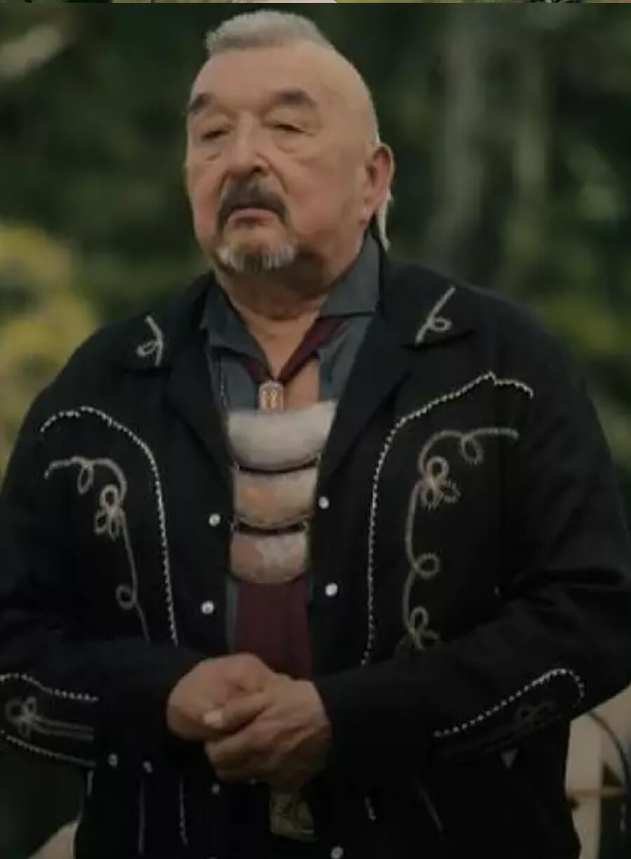 Harpoon Graham Greene Inspired Black Leather Jacket - Tulsa King Style