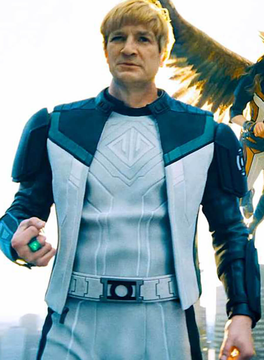 Harpoon Green Lantern Inspired Black & White Leather Jacket - Superman 2025 Style