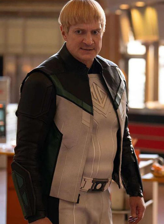 Harpoon Green Lantern Inspired Black & White Leather Jacket - Superman 2025 Style