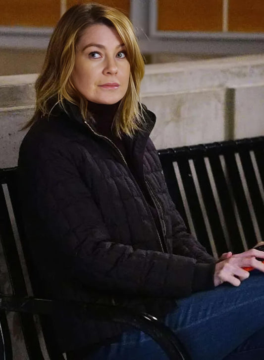 Harpoon Dr. Meredith Grey Inspired Black Leather Jacket - Grey's Anatomy Style
