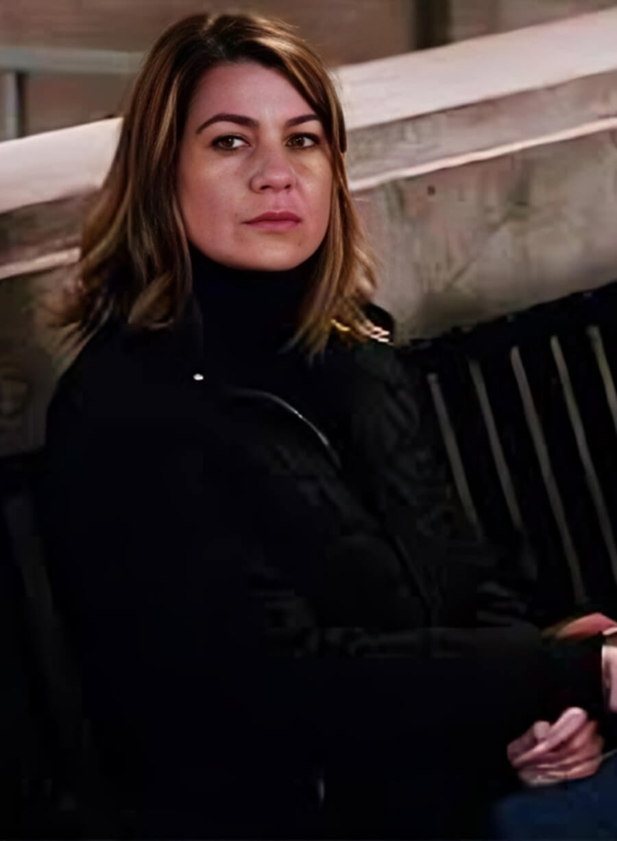 Harpoon Dr. Meredith Grey Inspired Black Leather Jacket - Grey's Anatomy Style