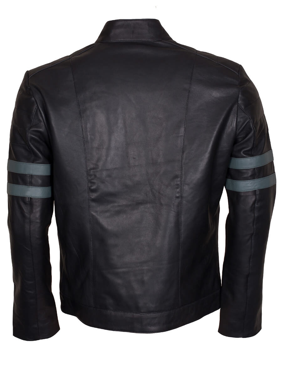 Harpoon Stripes Mayhem Inspired Black Leather Jacket