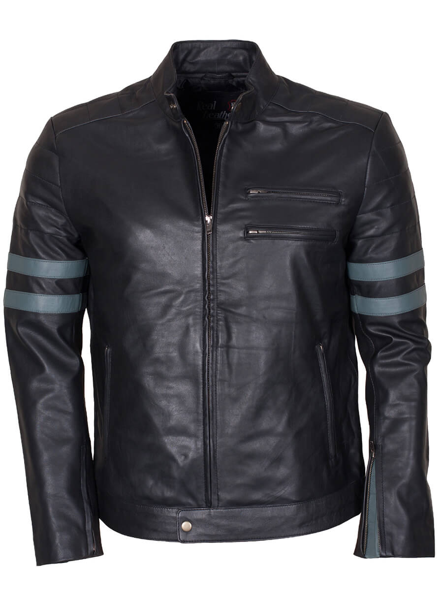 Harpoon Stripes Mayhem Inspired Black Leather Jacket