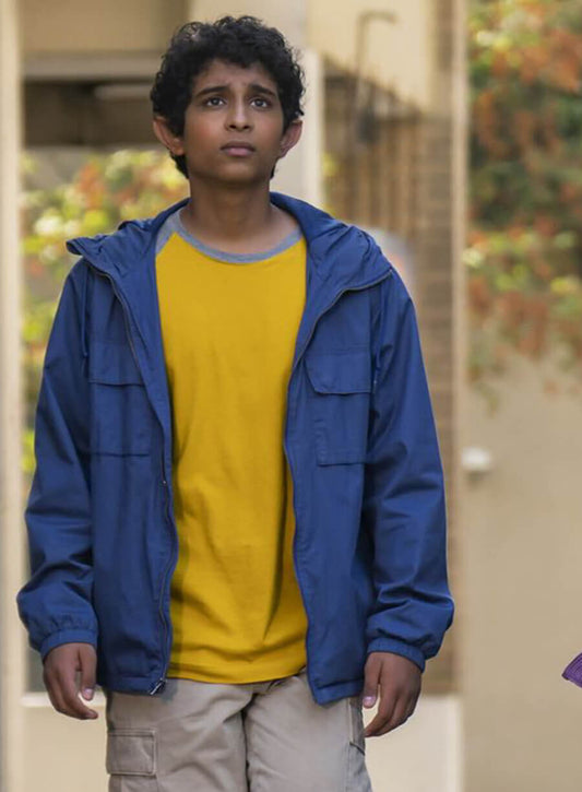 Harpoon Grover Underwood Inspired Blue Hooded Jacket - Percy Jackson and the Olympians Style