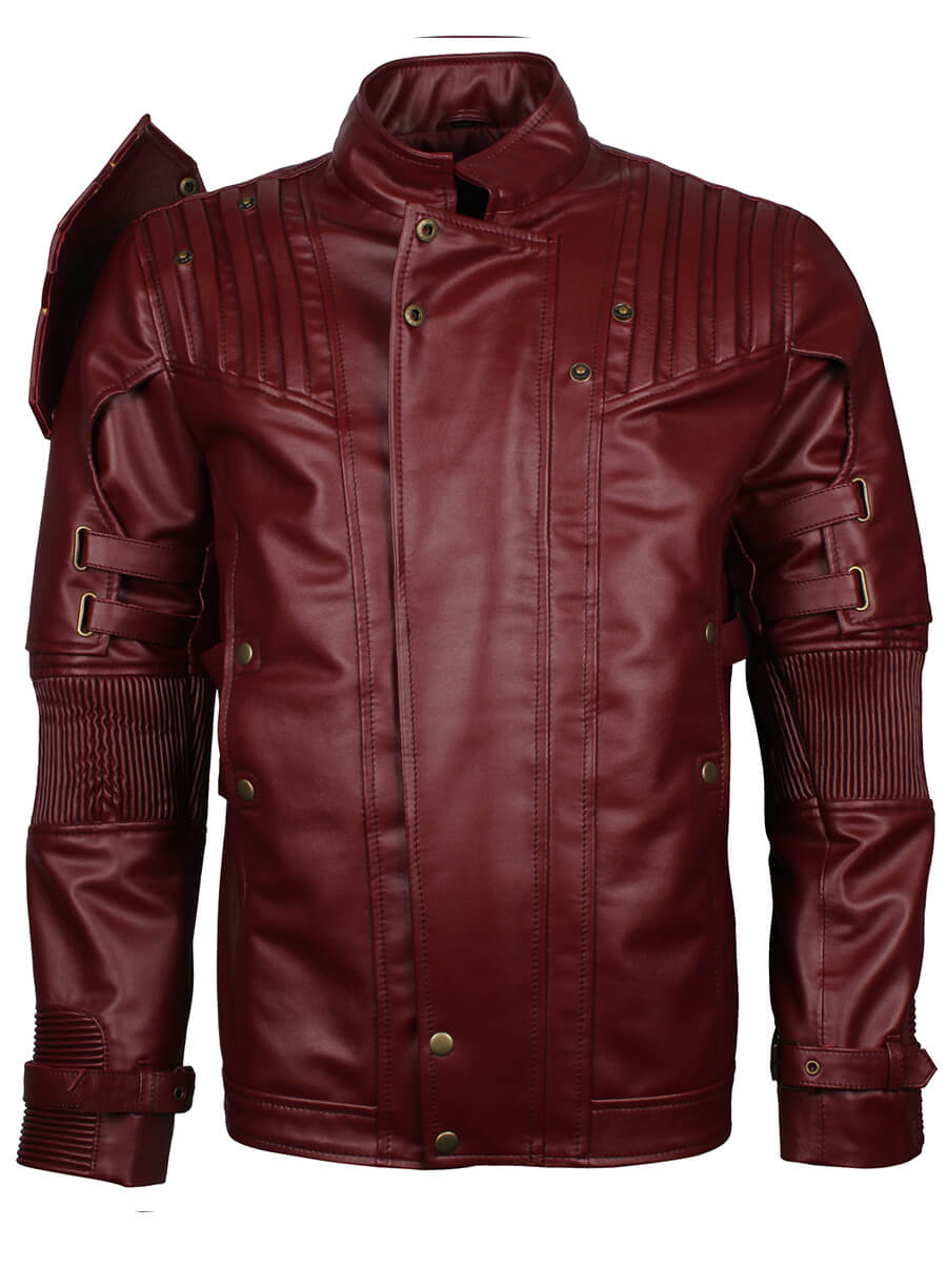 Harpoon Star Lord Inspired Maroon Faux Leather Leather Jacket - Guardian of Galaxy Style