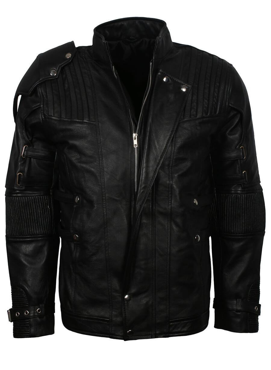 Harpoon Guardians Of The Galaxy Star Lord Inspired Black Leather Jacket - Chris Pratt Guardian of the Galaxy Vol 2 Style