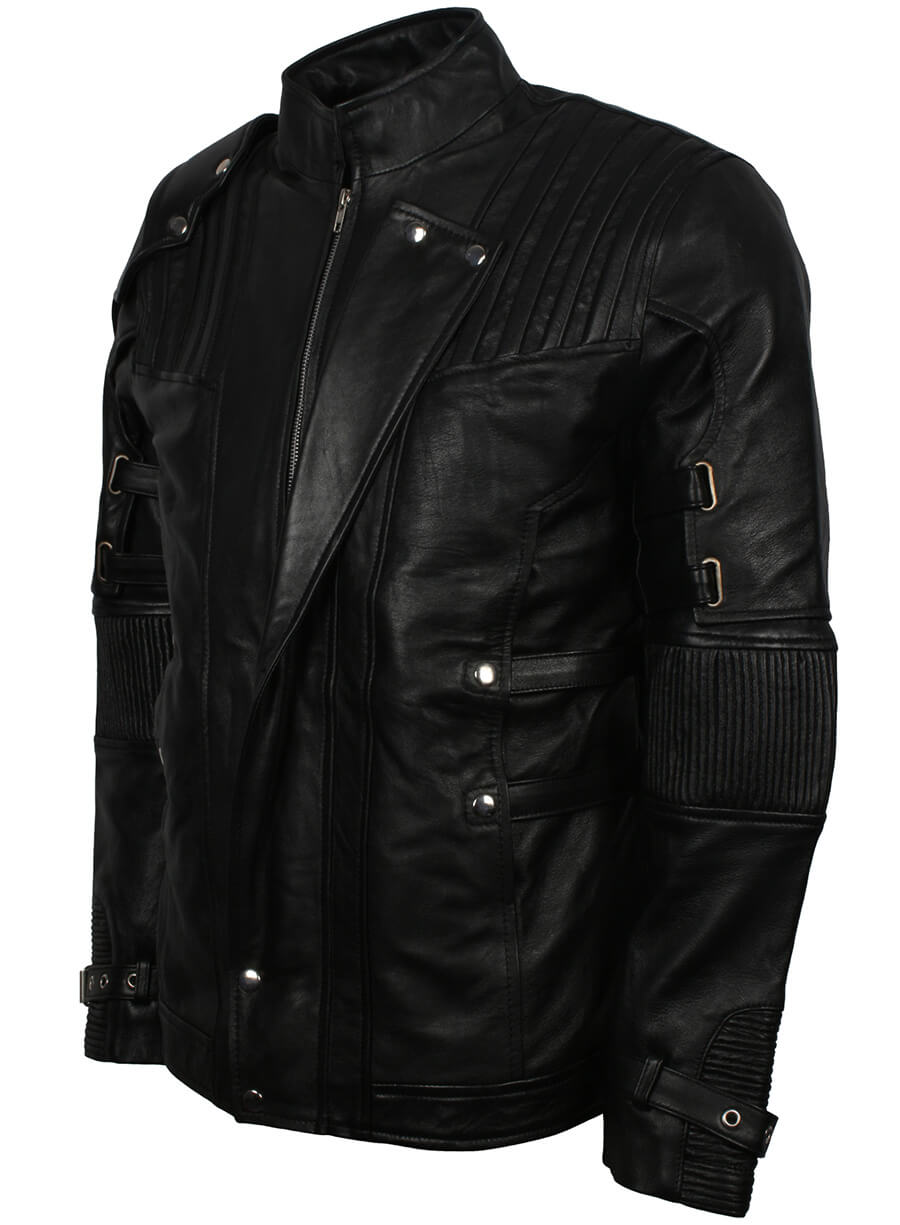Harpoon Guardians Of The Galaxy Star Lord Inspired Black Leather Jacket - Chris Pratt Guardian of the Galaxy Vol 2 Style