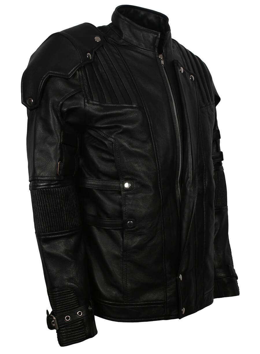 Harpoon Guardians Of The Galaxy Star Lord Inspired Black Leather Jacket - Chris Pratt Guardian of the Galaxy Vol 2 Style