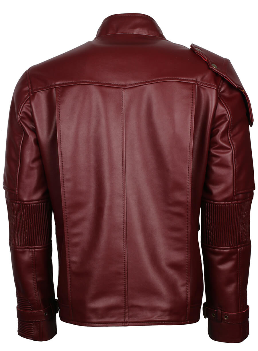 Harpoon Star Lord Inspired Maroon Faux Leather Leather Jacket - Guardian of Galaxy Style