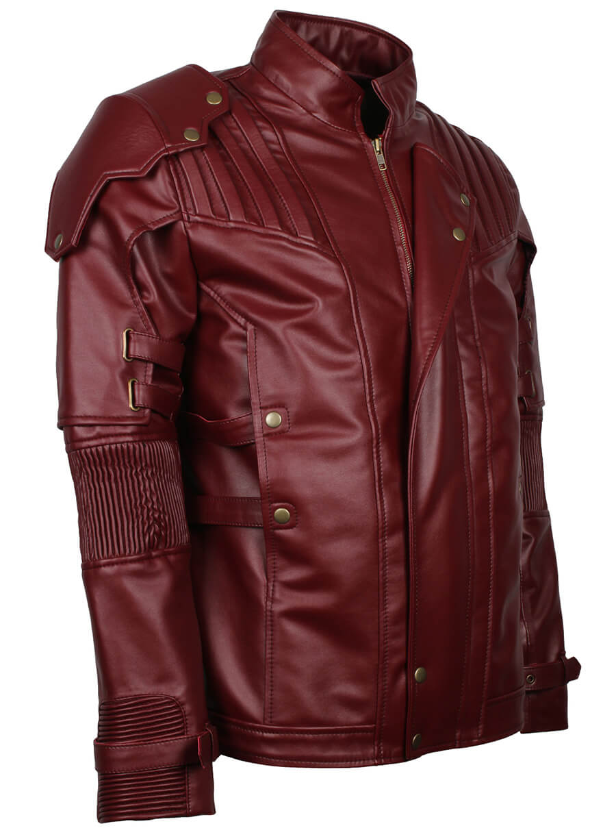 Harpoon Star Lord Inspired Maroon Faux Leather Leather Jacket - Guardian of Galaxy Style