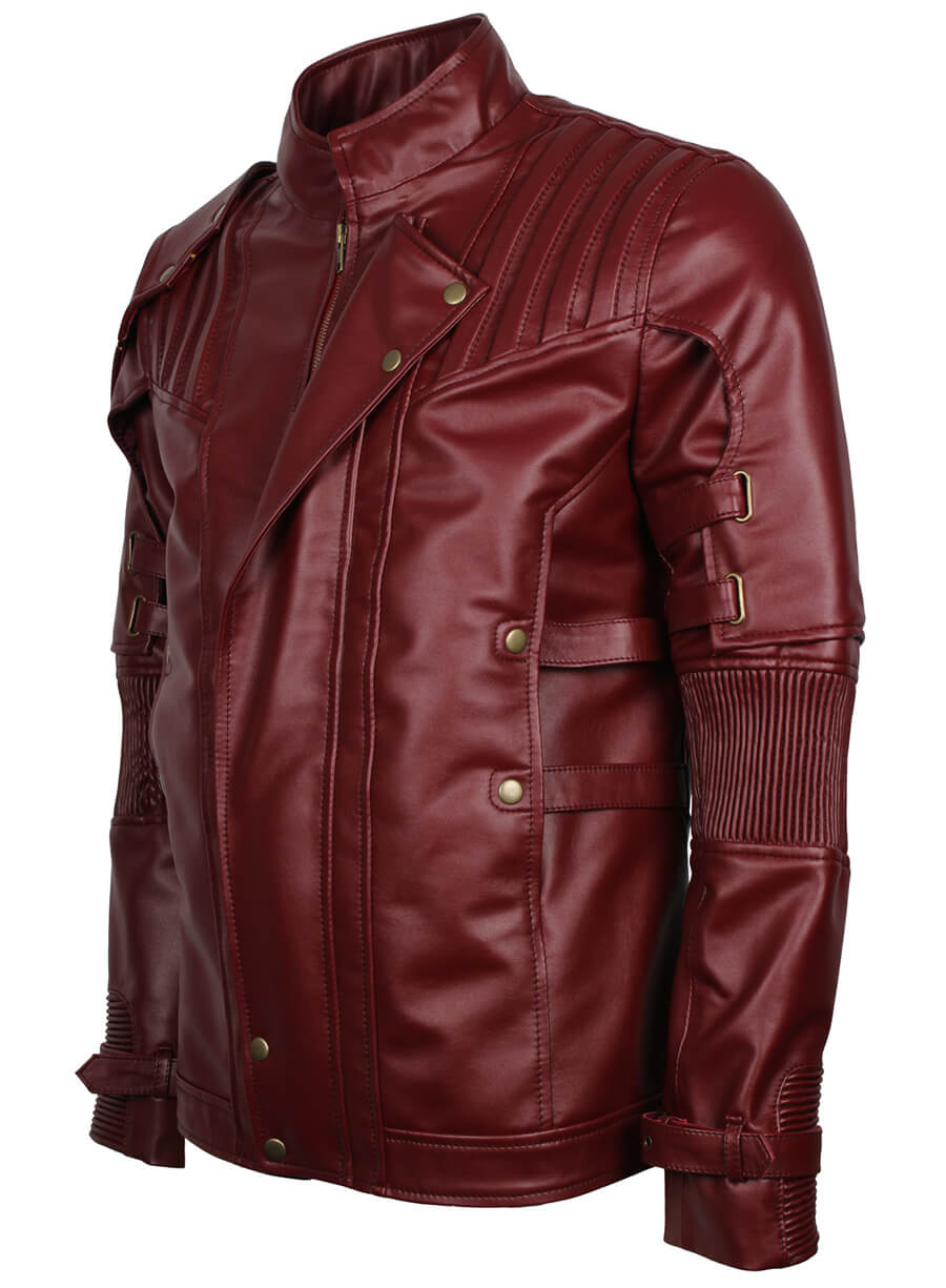 Harpoon Star Lord Inspired Maroon Faux Leather Leather Jacket - Guardian of Galaxy Style