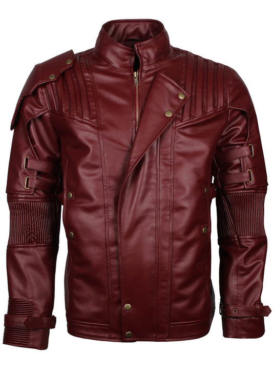 Harpoon Star Lord Inspired Maroon Faux Leather Leather Jacket - Guardian of Galaxy Style