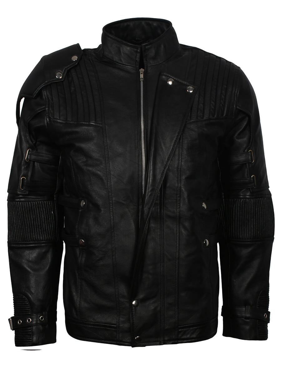 Harpoon Guardians Of The Galaxy Star Lord Inspired Black Leather Jacket - Chris Pratt Guardian of the Galaxy Vol 2 Style